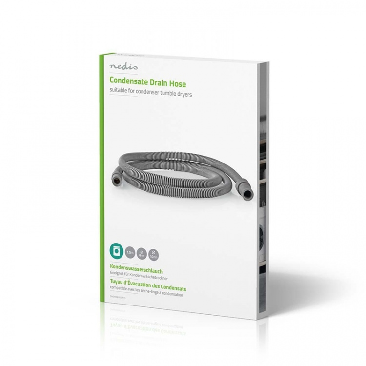 Nedis Aftræksslange | 8 mm | 10 mm | 1.50 m | Ansøgning: Kondenser tørretumbler | Gummi / Plastik | Grå