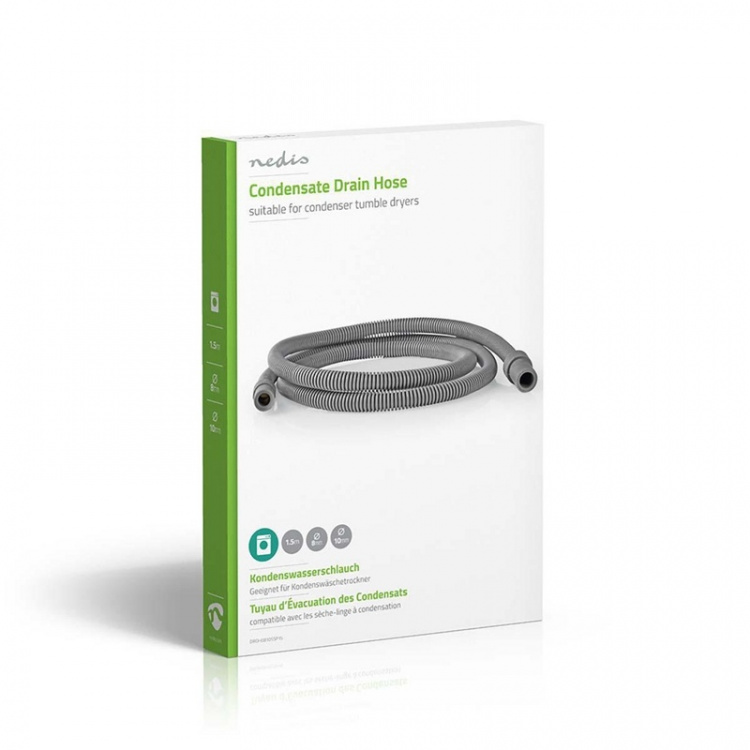 Nedis Aftræksslange | 8 mm | 10 mm | 1.50 m | Ansøgning: Kondenser tørretumbler | Gummi / Plastik | Grå