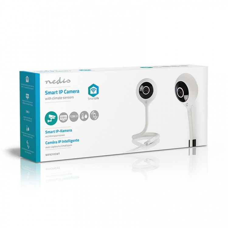 Nedis SmartLife Indendørs Kamera | Full HD 1080p | Cloud Storage (mulighed) / microSD (ikke inkluderet) | Med bevægelsessensor | Nattesyn | Hvid Nedis SmartLife Indendørs Kamera | Full HD 1080p | Cloud Storage (mulighed) / microSD (ikke inkluderet) | Med bevægelsessensor | Nattesyn | Hvid