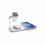 ZENS Triple Alu. Lader Qi Trådløs 220V 2x10W med Apple Watch Lader (Apple QC 7,5W) Hvid
