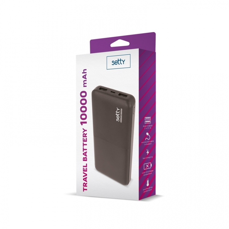 Setty Powerbank 10000 mAh Sort