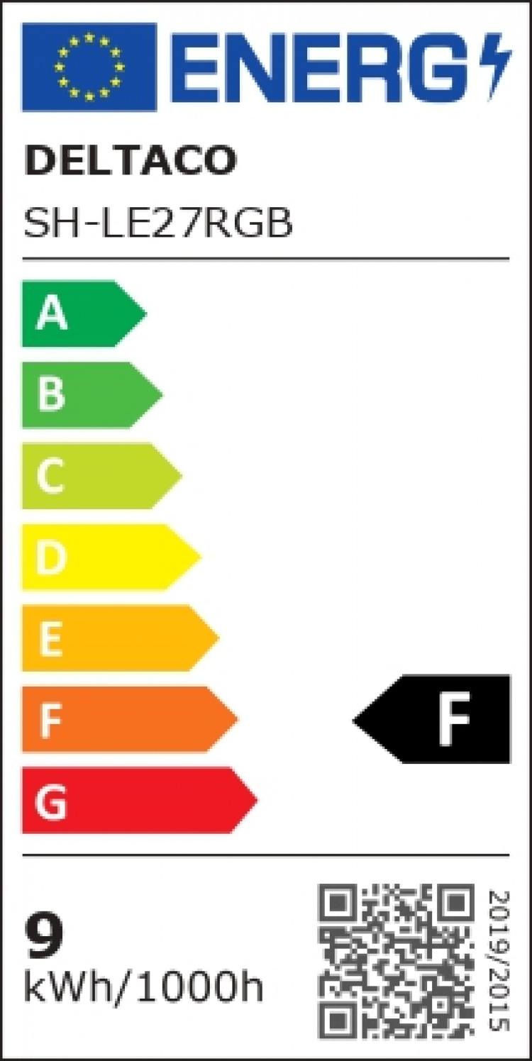 DELTACO SMART HOME RGB LED light, E27, WiFI, 9W, 16m colors, white