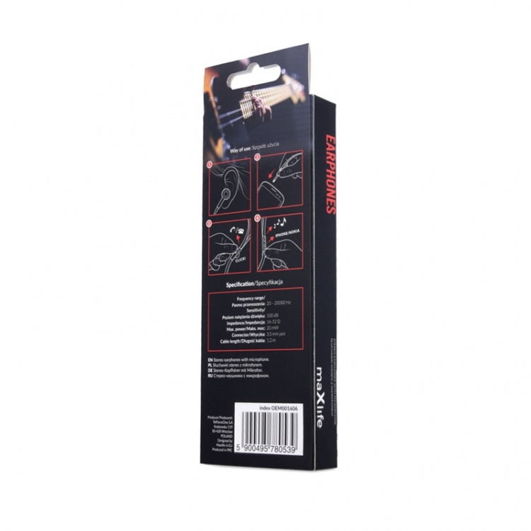 Maxlife MXEP-02 - In-Ear-hovedtelefoner med mikrofon, sort Maxlife MXEP-02 - In-Ear-hovedtelefoner med mikrofon, sort