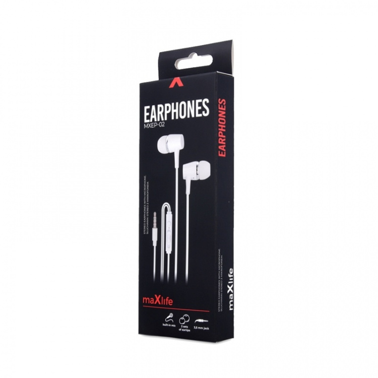 Maxlife MXEP-02 - In-Ear-hovedtelefoner med mikrofon, hvid