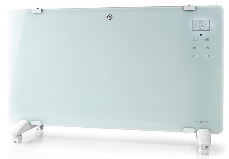 Nedis SmartLife Elradiator | Velegnet til badeværelse | Glas panel | 2000 W | 2 Varmeindstillinger | LED | 15 - 35 °C | Justerbar termostat | Hvid