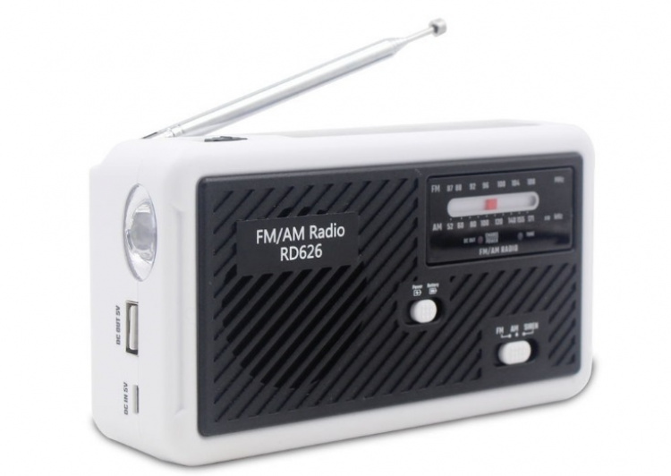 Multifunktionel landevejsradio med LED-lys - FM-radio, USB, Solcell, Dynamo RD626