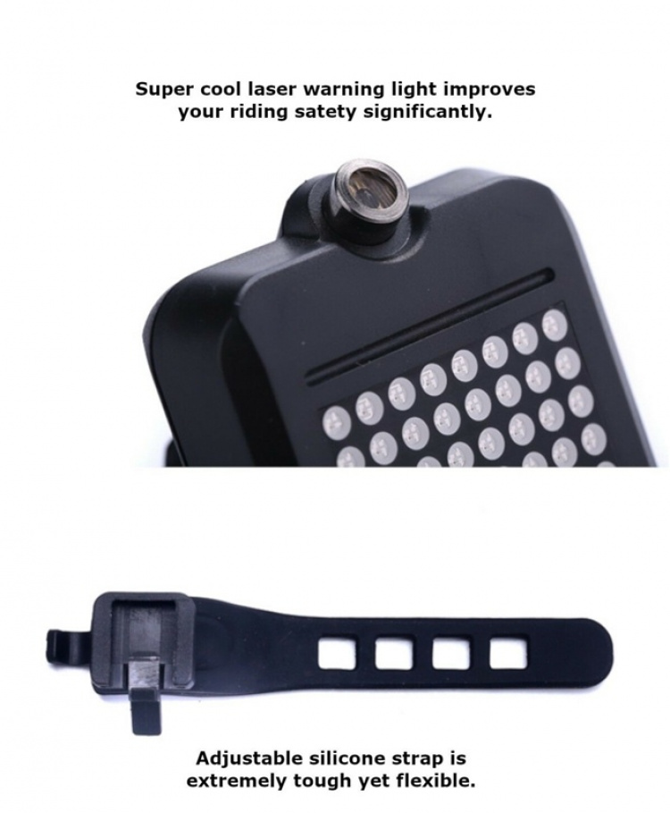 Smart automatisk cykelbaglygte med lasersensor og 64 stk