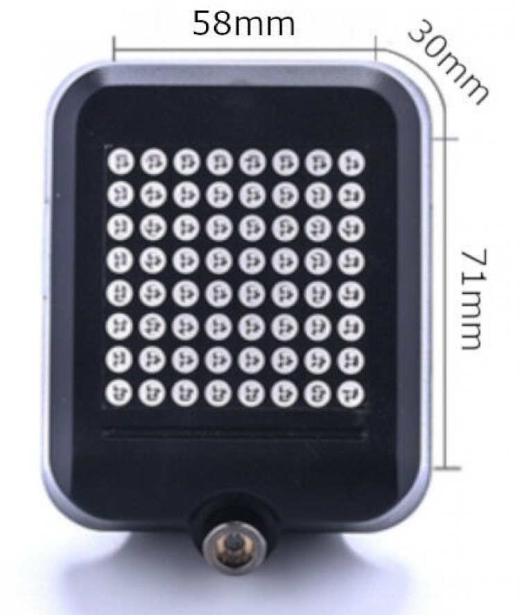 Smart automatisk cykelbaglygte med lasersensor og 64 stk