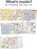 Emoji-klistermærker, 19 ark med 900+ klistermærker