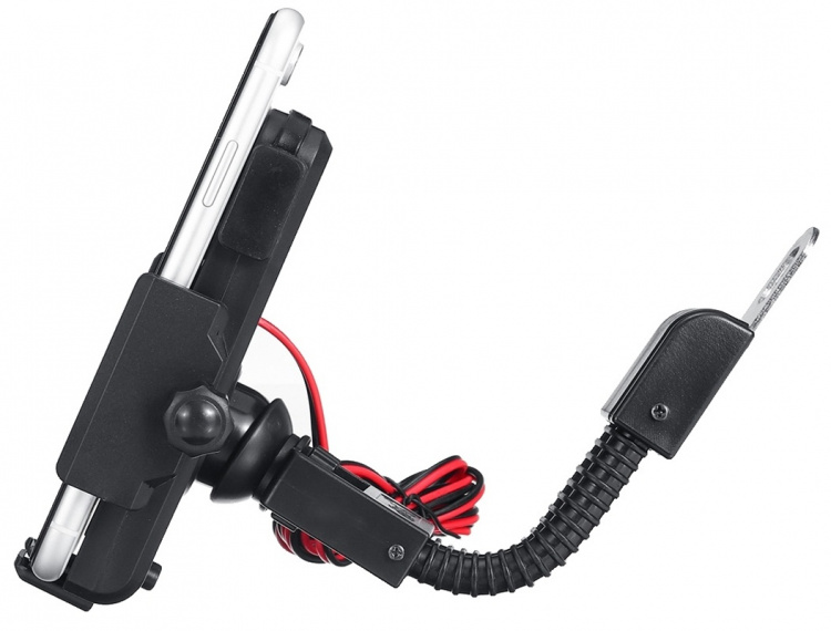 Motorcykelholder med indbygget trådløs hurtigoplader, sort (CD-3093)