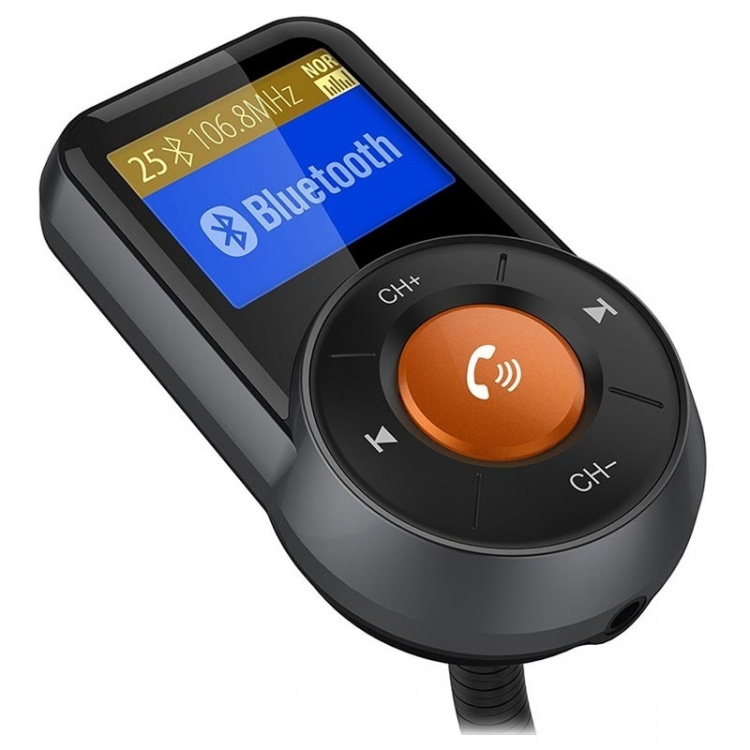 BT76 FM-sender med dobbelt USB-oplader QC3.0+2.4A, sort