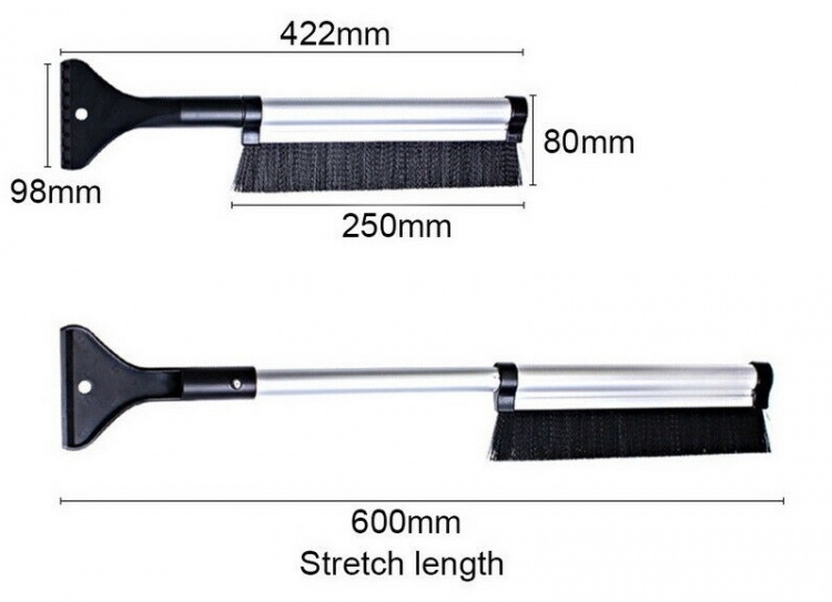 Isskraber med børste og teleskophåndtag, Sølv