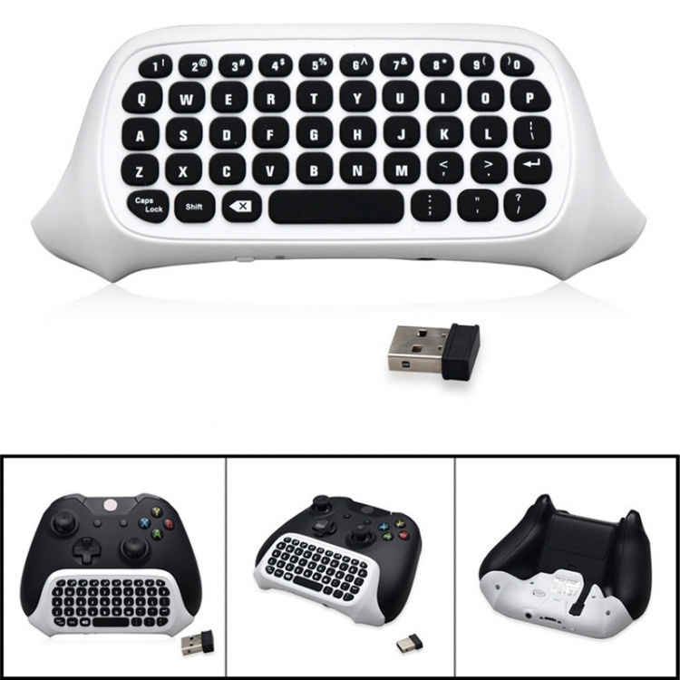 Tastatur til Xbox One S-controller, hvid