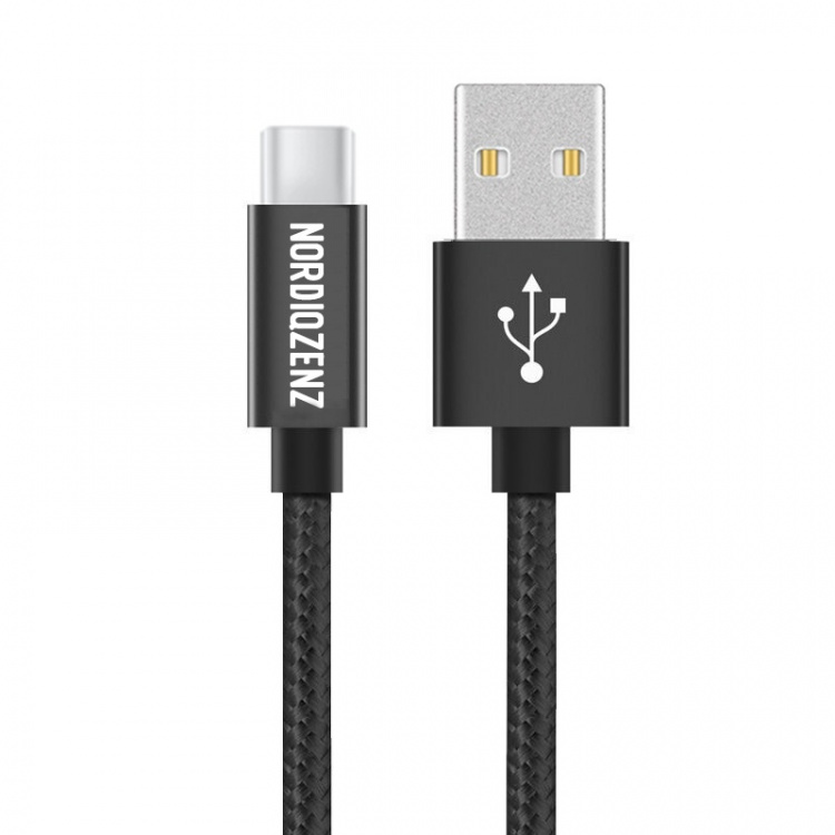 NORDIQZENZ USB-C Tekstilkabel, 1m, Sort