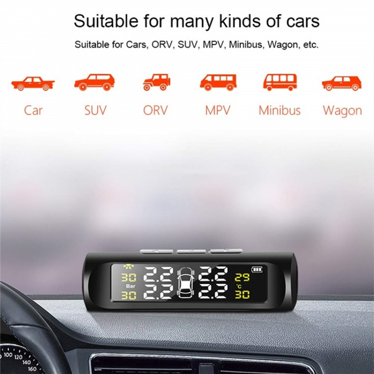 Solcelledrevet dæktryksmåler Solcelledrevet dæktryksmåler