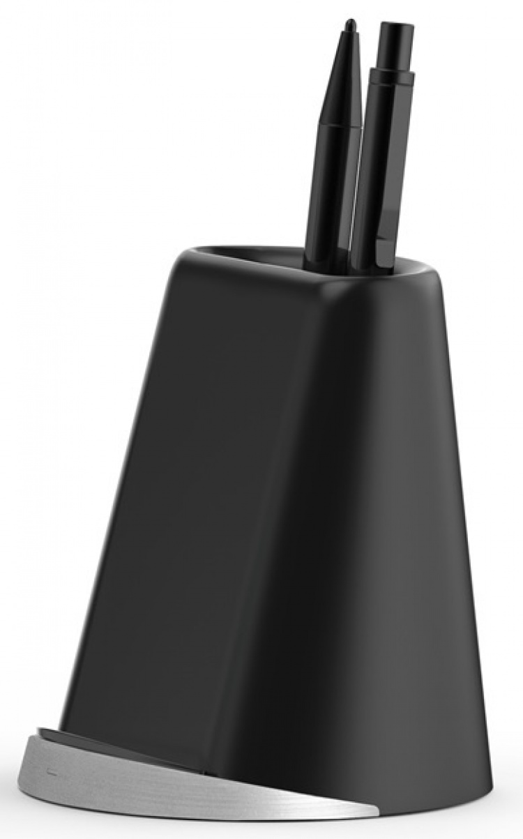 Pladsbesparende pennestativ med trådløs Qi-opladning