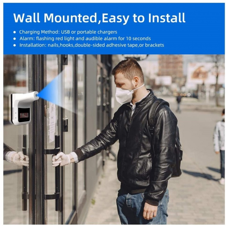 Vægmonteret termometer med IR-teknologi, ideelt til kontorer Vægmonteret termometer med IR-teknologi, ideelt til kontorer