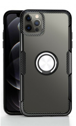 Etui med ringholder til iPhone 12 mini, Transparent/Sort