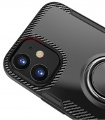 Etui med ringholder til iPhone 12 mini, Transparent/Sort