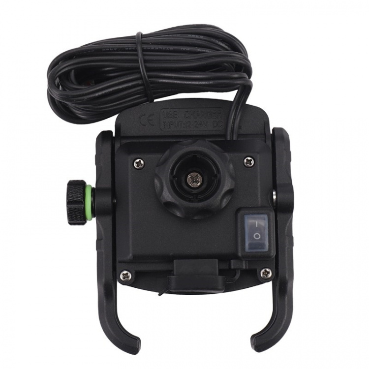 Mobilholder til motorcykel med QC3.0 Hurtigopladning, Sort Mobilholder til motorcykel med QC3.0 Hurtigopladning, Sort