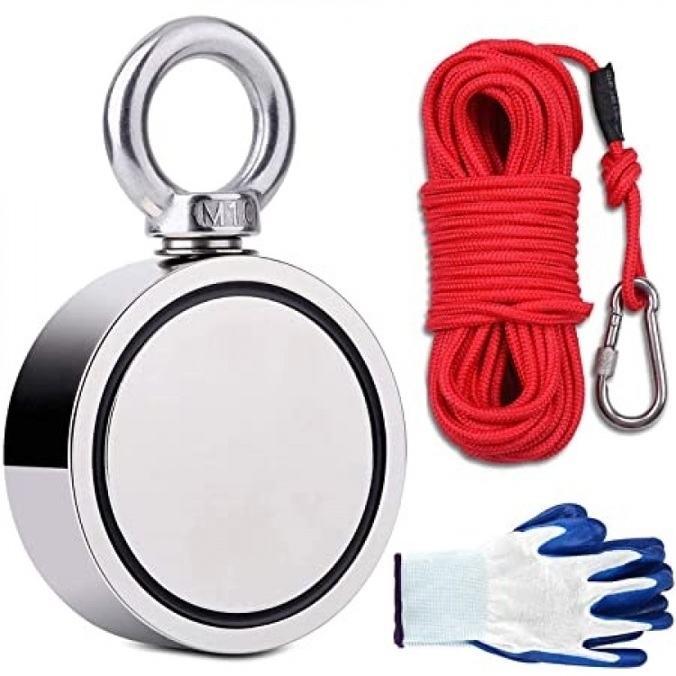 Dubbelsidig Neodymmagnet 2x100kg, D4, Rep & Handskar