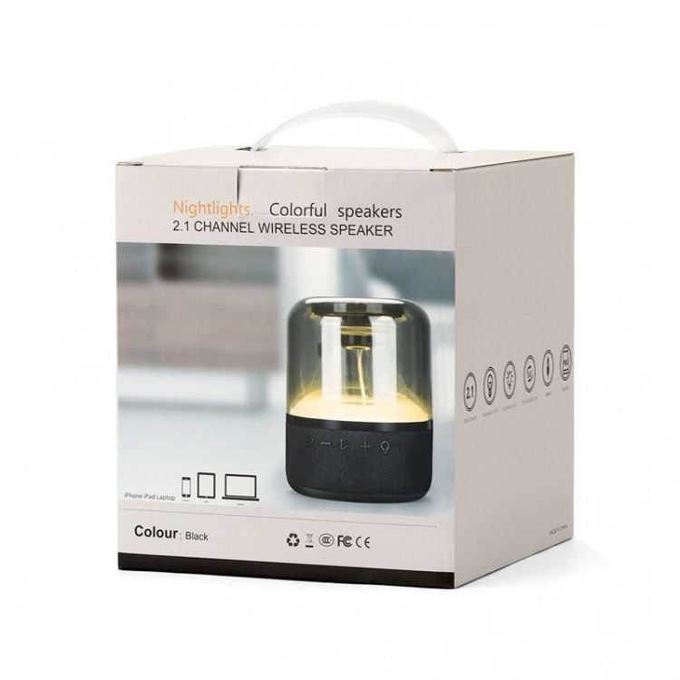 Højttaler TRANSPARENT SMOKE med stofpanel og flerfarvet LED Højttaler TRANSPARENT SMOKE med stofpanel og flerfarvet LED