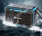 Vandafvisende højttaler med karabinhage og cykelholder Vandafvisende højttaler med karabinhage og cykelholder