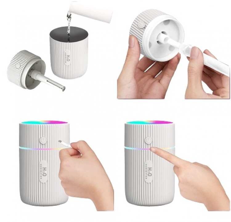 Luftfugter med LED-lys, Hvid