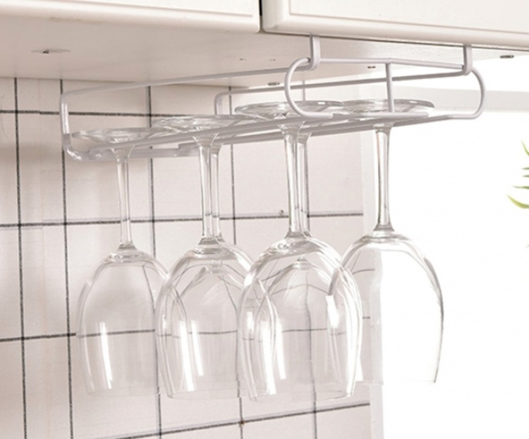 Vin glasophæng i metal til 6 glas, Hvid