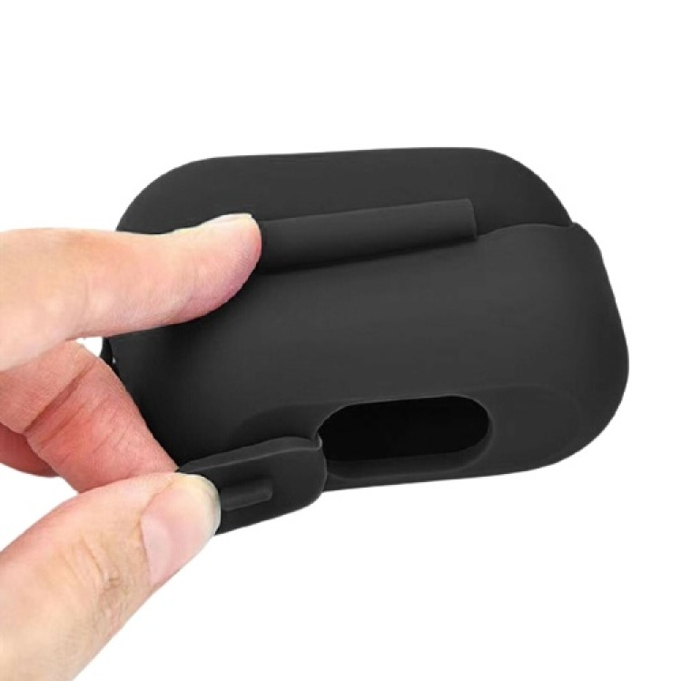 Silikoneskal med krog til Airpods Pro, Svart