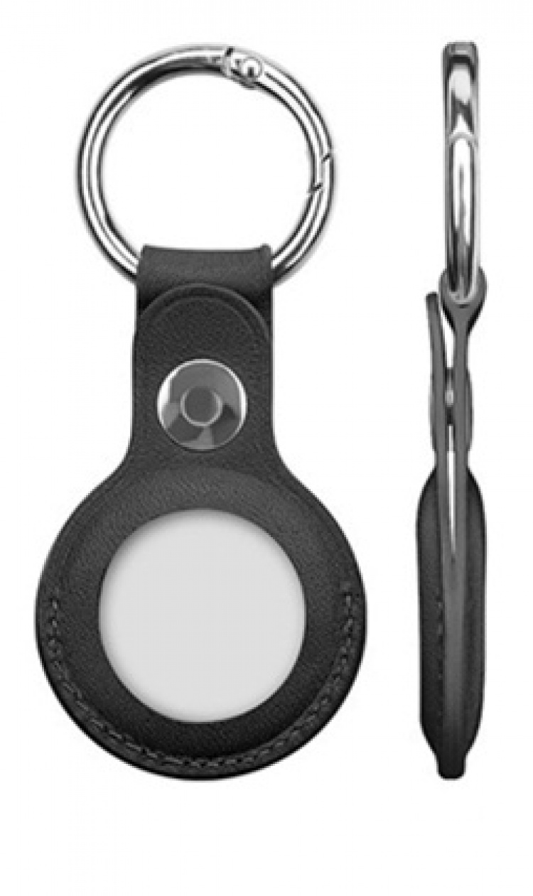 PU-læderetui med nøglering til Airtag, Sort PU-læderetui med nøglering til Airtag, Sort
