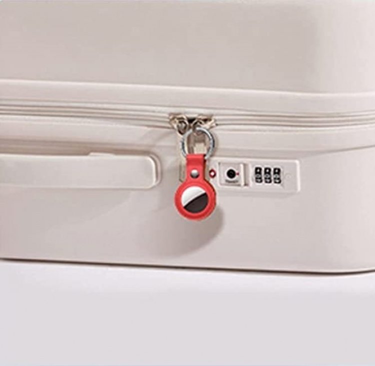 PU-læderetui med nøglering til Airtag, Rød PU-læderetui med nøglering til Airtag, Rød