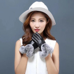 Stilfulde touchscreen-handsker i imiteret læder og imiteret pels, M