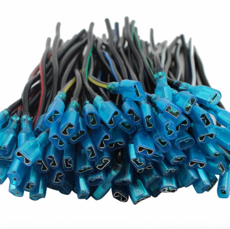 Fladstikshylse isoleret med kabel 13cm, 100stk