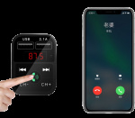 2-i-1 FM-sender med dobbelt USB-stik, display og knapper, Sort