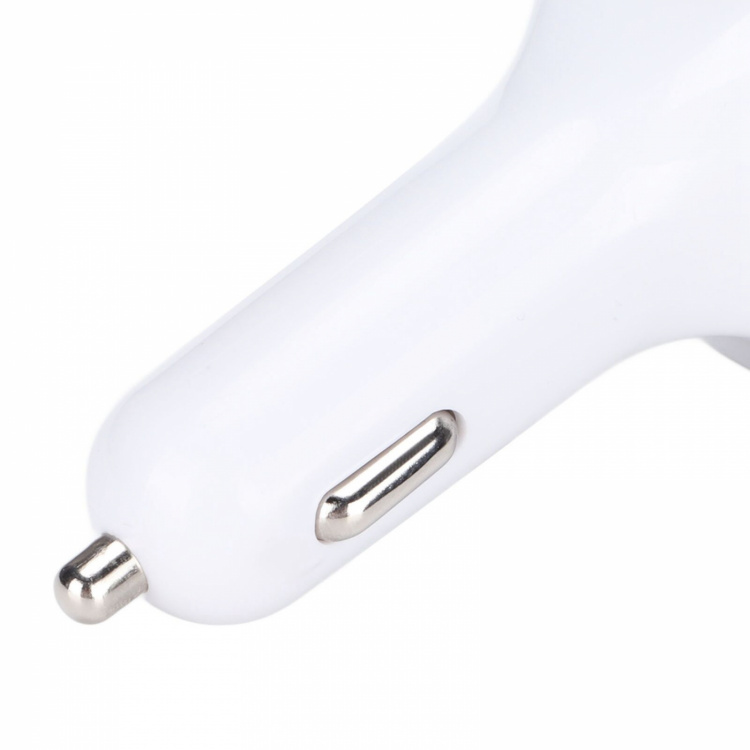 FM-sender med dobbelt USB-stik, display og knapper, Sølv