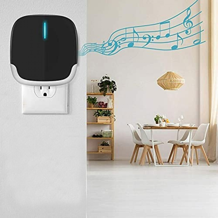 Plug & Play Trådløs dørklokke med lang rækkevidde, svart