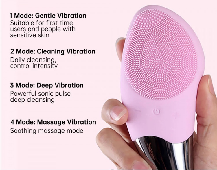 Vibrerende ansigtsrenser i silikone, Rosa