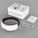 Øjenmassageapparat til trætte øjne med varme og bluetooth-musik, hvid