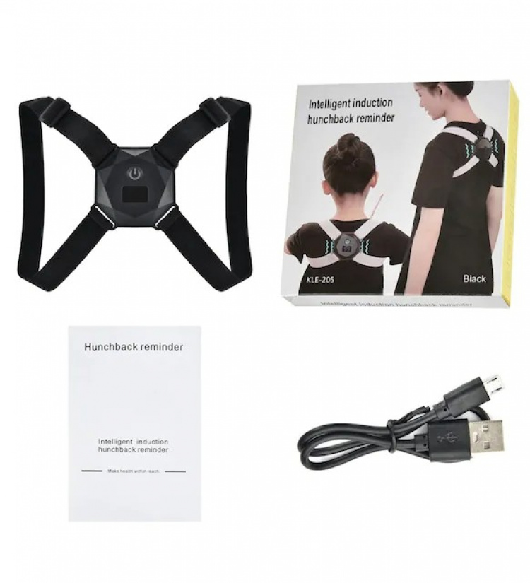 Støttevest til bedre kropsholdning og rygstøtte, Sort