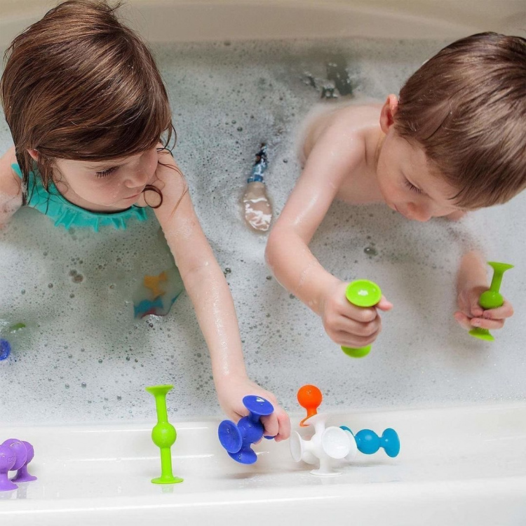 Byggklossar i silikon med sugproppar, 24 st