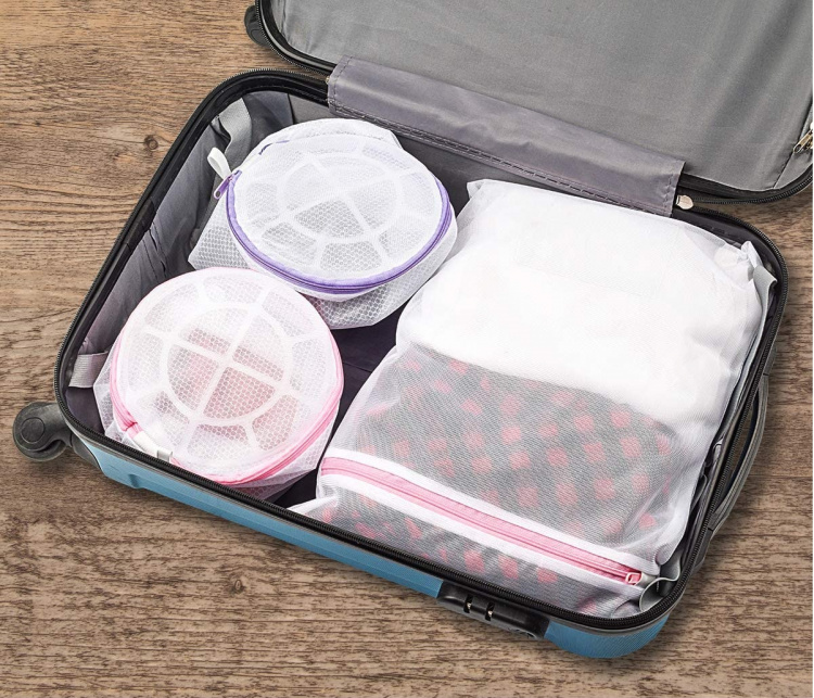 Kombineret vasketøjskurv/vaskepose til undertøj, Pink