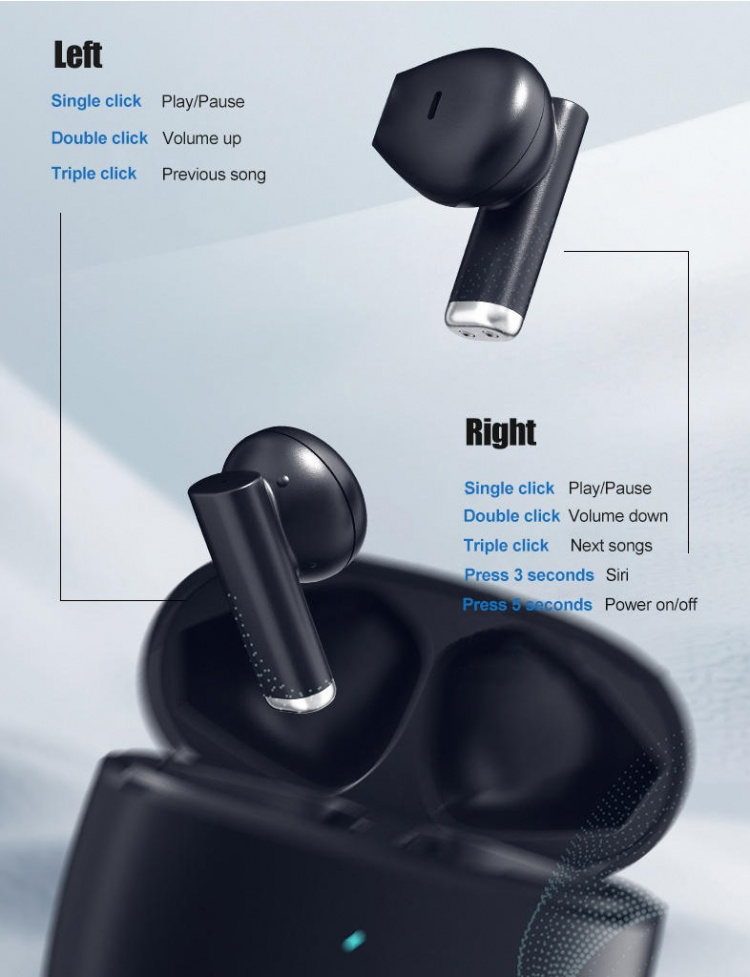 Pro 9 TW In-Ear-hovedtelefoner med touch-kontrol, sort
