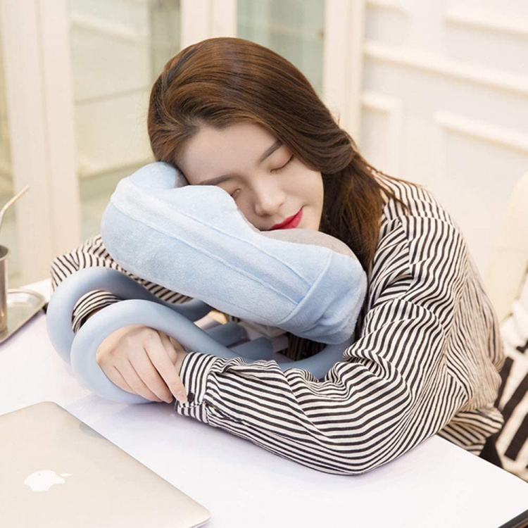 2-i-1-nakkepude med tablet- og telefonstøtte, pink