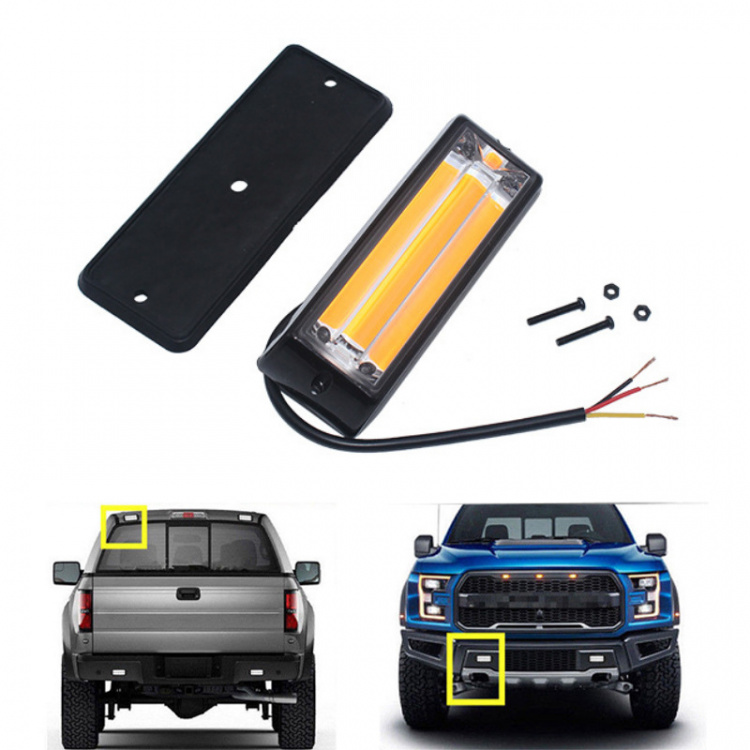 Advarselslampe CoB LED til Bil 12-24V, Hvidt lys