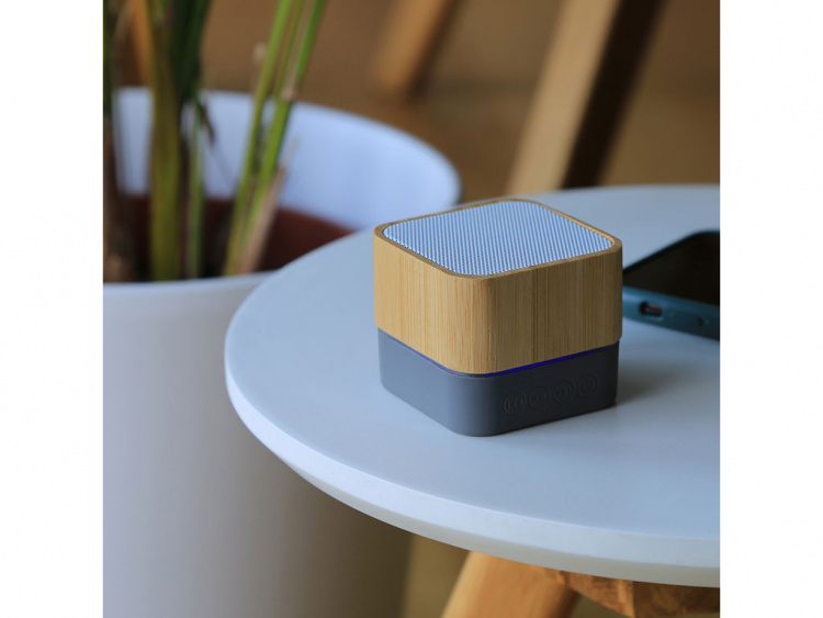 Bluetooth mini-træhøjttaler til kontoret, Grå
