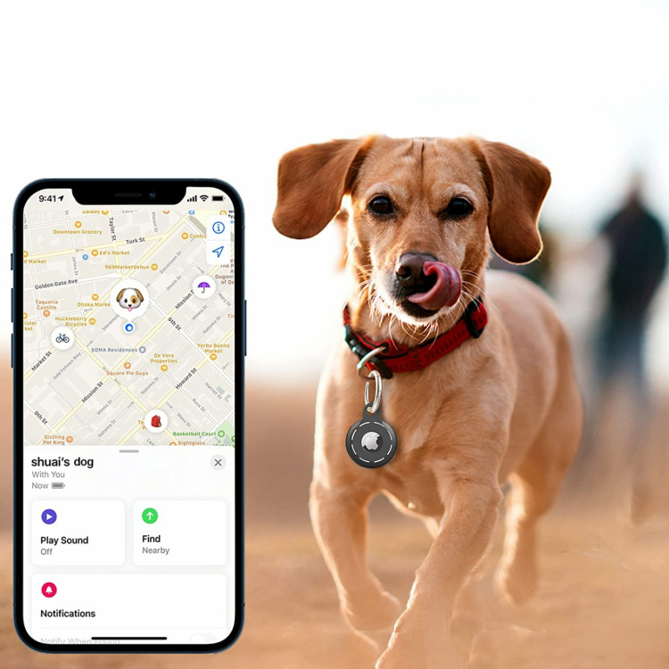 Nøglering til Apple AirTag 4-pakke, Sort