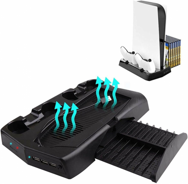 Opladningsstander med køleblæsere og spilopbevaring til PS5 Opladningsstander med køleblæsere og spilopbevaring til PS5