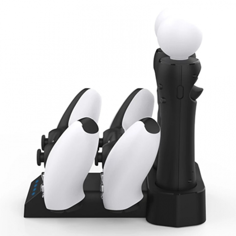 4 i 1 Opladningsstation til PS5 og VR Move-kontrollere