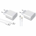 2-pak oplader til iPhone/Android 20W med USB-C til Lightning og USB-C - hurtigoplader 2-pak oplader til iPhone/Android 20W med USB-C til Lightning og USB-C - hurtigoplader